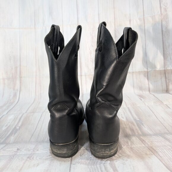 STC Safety Toe Black Leather Pull-On Western Style Work Boots Size 10 main image 5